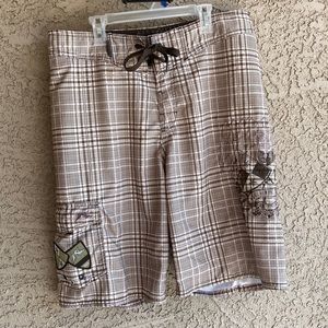 Rusty men’s size 33 cargo board shorts Olive green and brown